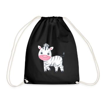 Zebra Familie Mama Baby T-Shirt - Turnbeutel - Schwarz - Vorne