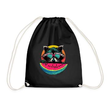 Mignon raton laveur raton laveur nature bébé raton laveur forêt - Sac de sport léger - noir - Devant