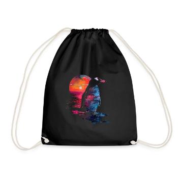 Penguin Baby Bird Chick - Drawstring Bag - black - Front