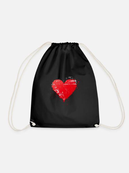 Heart - Drawstring Bag - black