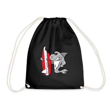 Planche de surf requin style grunge vintage rétro - Sac de sport léger - noir - Devant