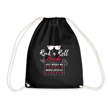 Rock n Roll Bride rocken Junggesellinnenabschied - Turnbeutel - Schwarz - Vorne