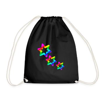 colorful stars rainbow - Drawstring Bag - black - Front