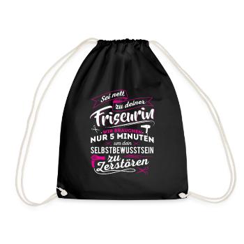 Friseurin Frisörin Haare - Turnbeutel - Schwarz - Vorne