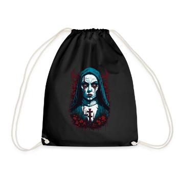 Horror Nun Halloween Creepy - Drawstring Bag - black - Front