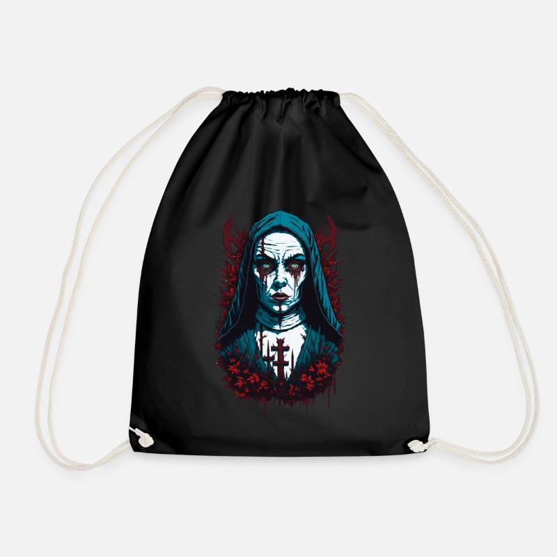 Horror Nonne Halloween Grusel Creepy - Turnbeutel - Schwarz