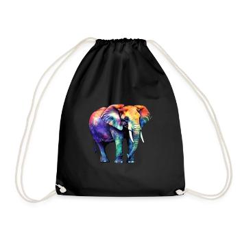 Elefant - Turnbeutel - Schwarz - Vorne