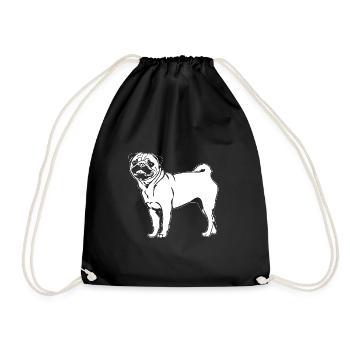Pug Funny Dogs Dog Portrait Wilsigns - Drawstring Bag - black - Front
