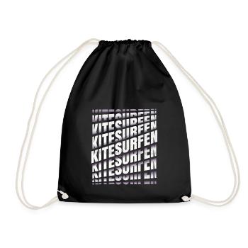 Kitesurfen Kiteboarding Kite Wassersport Geschenk - Turnbeutel - Schwarz - Vorne