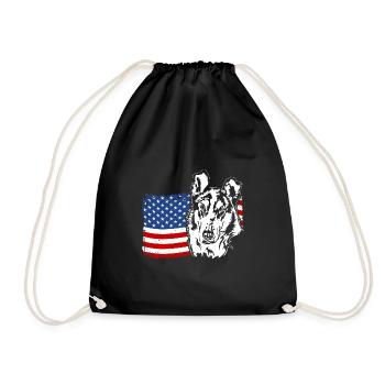 Kurzhaarcollie Collie Amerika Fahne Hunde Wilsigns - Turnbeutel - Schwarz - Vorne