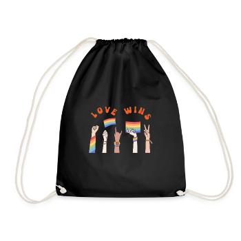 Love wins | Merch Pride - Drawstring Bag - black - Front