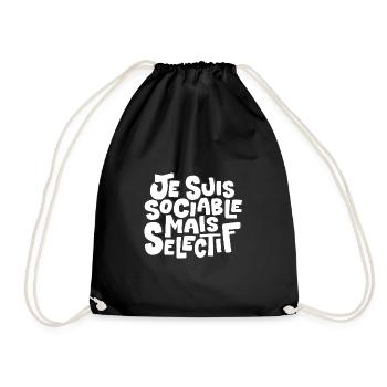 Je suis sociable mais sélectif - Sac de sport léger - noir - Devant
