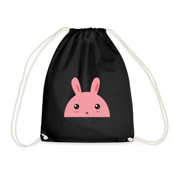 Rabbit - Cute Rabbit - Drawstring Bag - black - Front