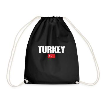 Turkey Vintage Turkish Flag Turkey - Drawstring Bag - black - Front