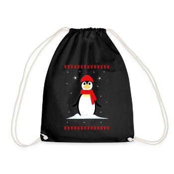 Penguin Christmas Winter - Drawstring Bag - black - Front