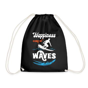 Happiness Comes In Waves Surfing - Drawstring Bag - black - Front