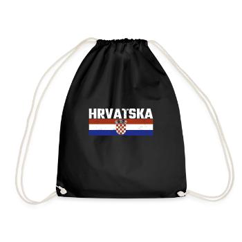 Hrvatska Croatia Kroatien Urlaub Kroatische Flagge - Turnbeutel - Schwarz - Vorne