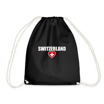 Schweiz Vintage Schweizer Flagge - Turnbeutel - Schwarz - Vorne