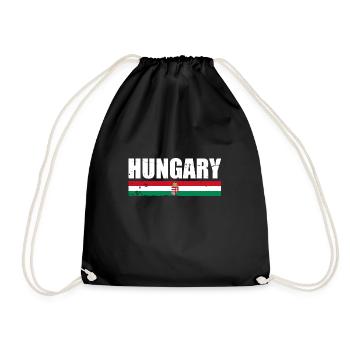 Hungary Vintage Ungarn Ungarische Flagge - Turnbeutel - Schwarz - Vorne