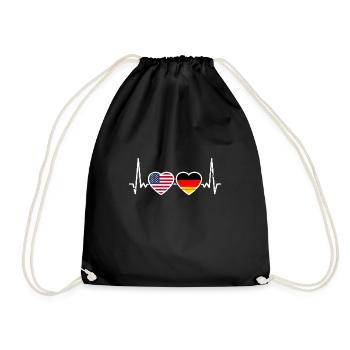 USA Germany Flag American German - Drawstring Bag - black - Front