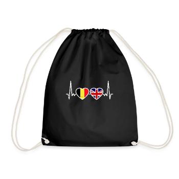 Belgium Great Britain Flag Belgian British - Drawstring Bag - black - Front