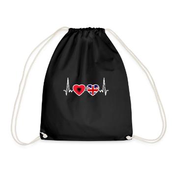 Albania United Kingdom Hearts Albanian British - Drawstring Bag - black - Front