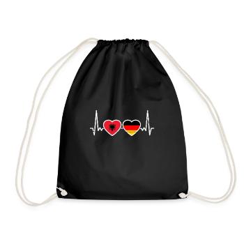 Albanie Allemagne Drapeau Albanais Allemand Coeur - Sac de sport léger - noir - Devant