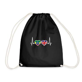 Ethiopia Great Britain Heartbeat Flag - Drawstring Bag - black - Front