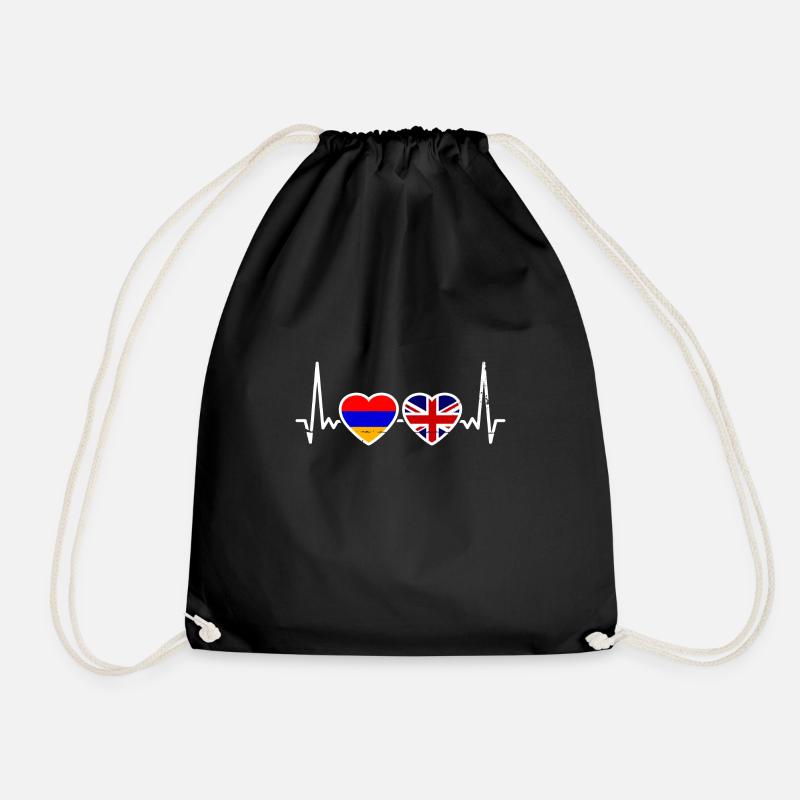 Armenia Great Britain Flag Armenian British - Drawstring Bag - black