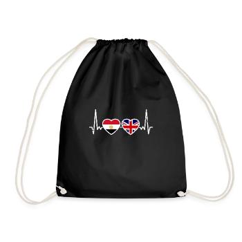 Egypt Great Britain Flag Egyptian British - Drawstring Bag - black - Front