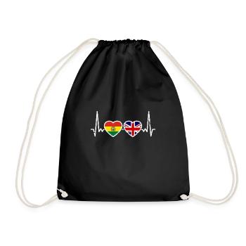 Bolivia Great Britain Heartbeat Flag - Drawstring Bag - black - Front