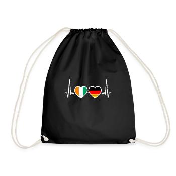 Elfenbeinküste Deutschland Herzschlag Flagge - Turnbeutel - Schwarz - Vorne