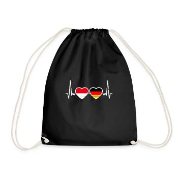 Indonesien Deutschland Herzschlag Flagge - Turnbeutel - Schwarz - Vorne