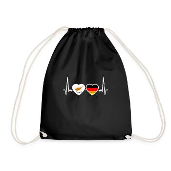 Zypern Deutschland Herzschlag Flagge - Turnbeutel - Schwarz - Vorne