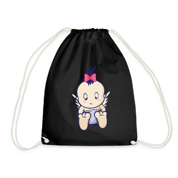 Bébé fille fille avec un arc - Sac de sport léger - noir - Devant