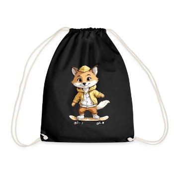 Fox Rides Skateboard Skater - Drawstring Bag - black - Front