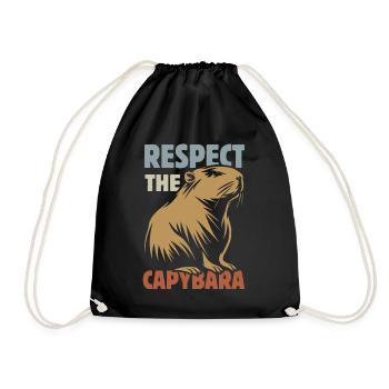 Vintage Respect The Capybara - Spruch - Turnbeutel - Schwarz - Vorne