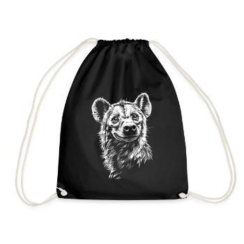 Hyena Spotted Hyena Portrait Wildlife Africa Animals - Drawstring Bag - black - Front