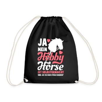 Ja, mein Hobby Horse ist selbstgemacht - Geschenk - Turnbeutel - Schwarz - Vorne