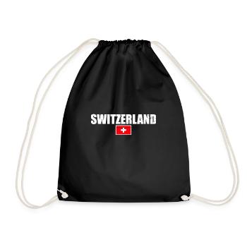 Schweiz Vintage Schweizer Flagge - Turnbeutel - Schwarz - Vorne