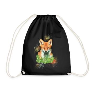 beautiful fox - Drawstring Bag - black - Front