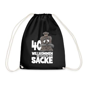 lustiges Geschenk zum 40. Geburtstag - alter Sack - Turnbeutel - Schwarz - Vorne