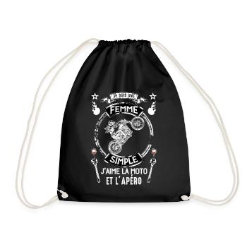 Femme Simple Moto Apero Motarde - Sac de sport léger - noir - Devant