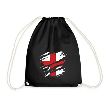 Angleterre - Drapeau national, rayures, fissures - Sac de sport léger - noir - Devant