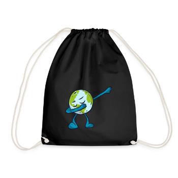 Dabbing Earth Tag der Erde - Turnbeutel - Schwarz - Vorne
