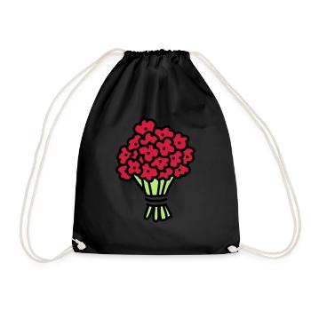 Bouquet 3 - Drawstring Bag - black - Front