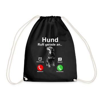 Dog call | Dog motif | gift - Drawstring Bag - black - Front