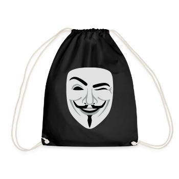 Fun Guy Fawkes Anonymous - Turnbeutel - Schwarz - Vorne