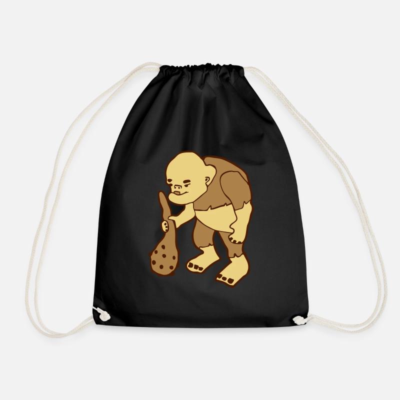 Monster ogre with a club - Drawstring Bag - black