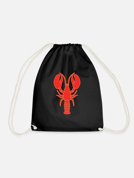 Lobster, lobster, underwater crayfish, lobster - Drawstring Bag - black